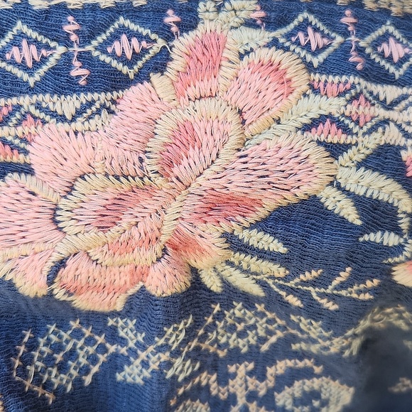 Biya Johnny Was Blue Pink Floral Embordiered Kimono Jacket Small - Picture 4 of 8